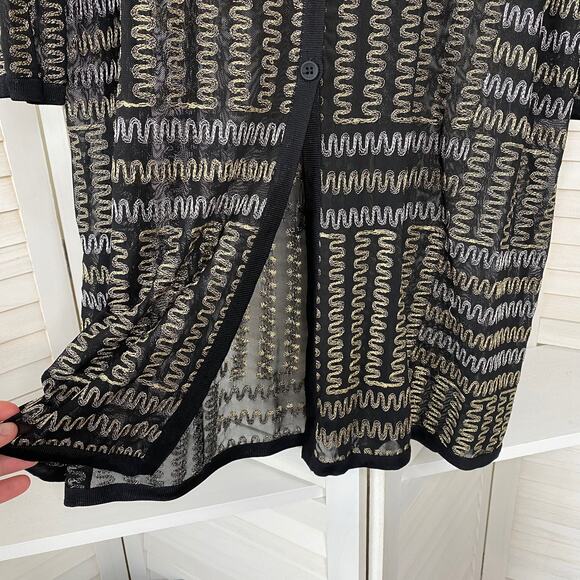 Peck & Peck black embroidered semi sheer tunic top - Picture 4 of 7